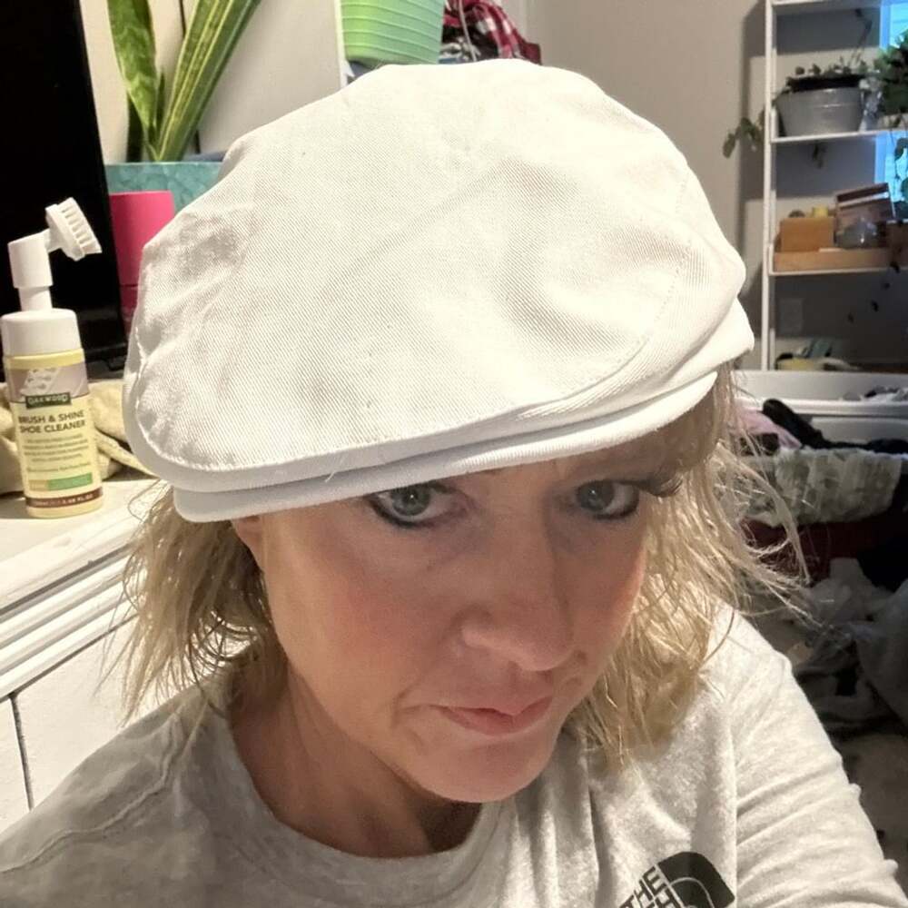 STARANCE White 100% Cotton Flat Cap Ivy Newsboy Hat Size 60 cm (7 1/2)